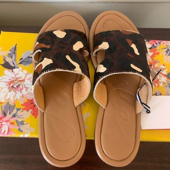 Joules Avondale boho chockleoprd leopard print slip-on Leather sandal size 5 - Picture 7 of 8